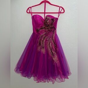 Charming Fuchsia prom Dress with Embroidered Detail